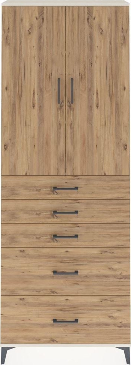 Arges Dolap 3 Raflı 5 Çekmeceli 2 Kapaklı 88x30x243 Aytaşı-Çam