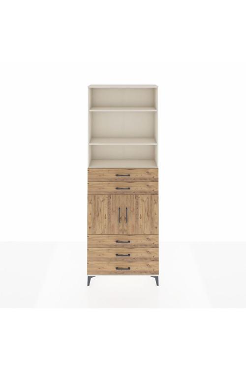 Arges Dolap 4 Raflı 5 Çekmeceli 2 Kapaklı 88x30x243 Aytaşı-Çam