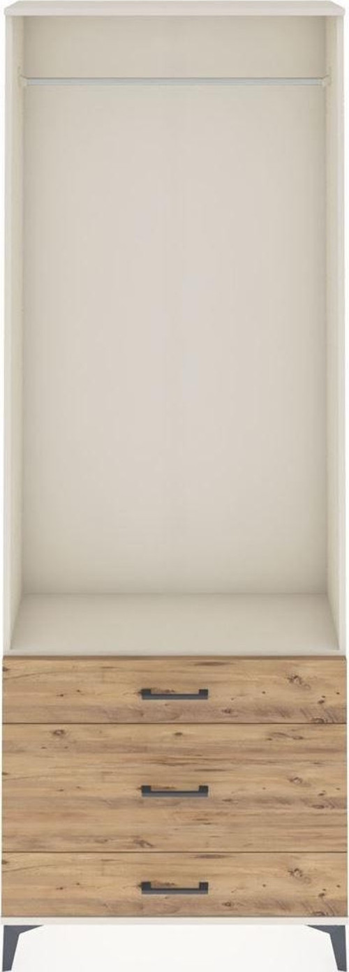 Arges Dolap Tek Raflı 3 Çekmeceli Tek Askılı 88x30x243 Aytaşı-Çam