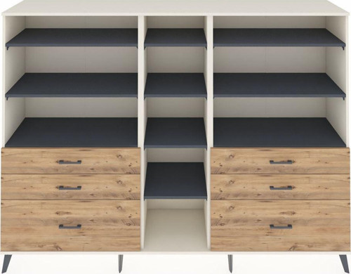 Hyperion Dolap 10 Raflı 6 Çekmeceli 220 x 44 x 163 cm Aytaşı - Antrasit - Çam