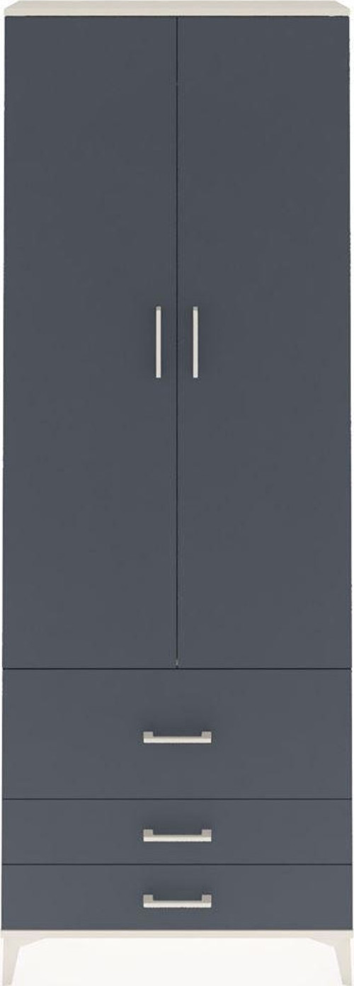 Arges Dolap Tek Raflı 3 Çekmeceli Tek Askılı 88x30x243 Aytaşı-Antrasit