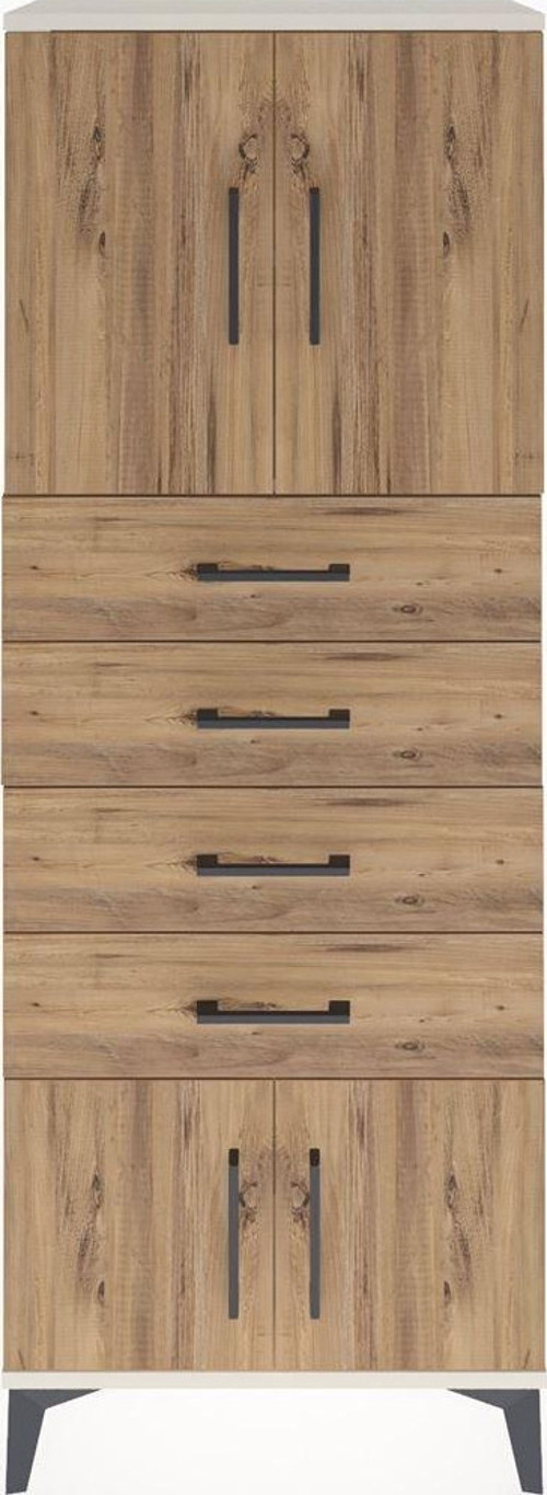 Arges Dolap 2 Raflı 4 Çekmeceli 4 Kapaklı 60 x 30 x 163 cm Aytaşı - Çam