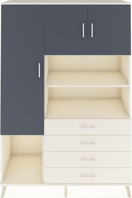 Hyperion Dolap 7 Raflı 4 Çekmeceli 3 Kapaklı 132 x 44 x 195 cm Aytaşı - Antrasit - Aytaşı