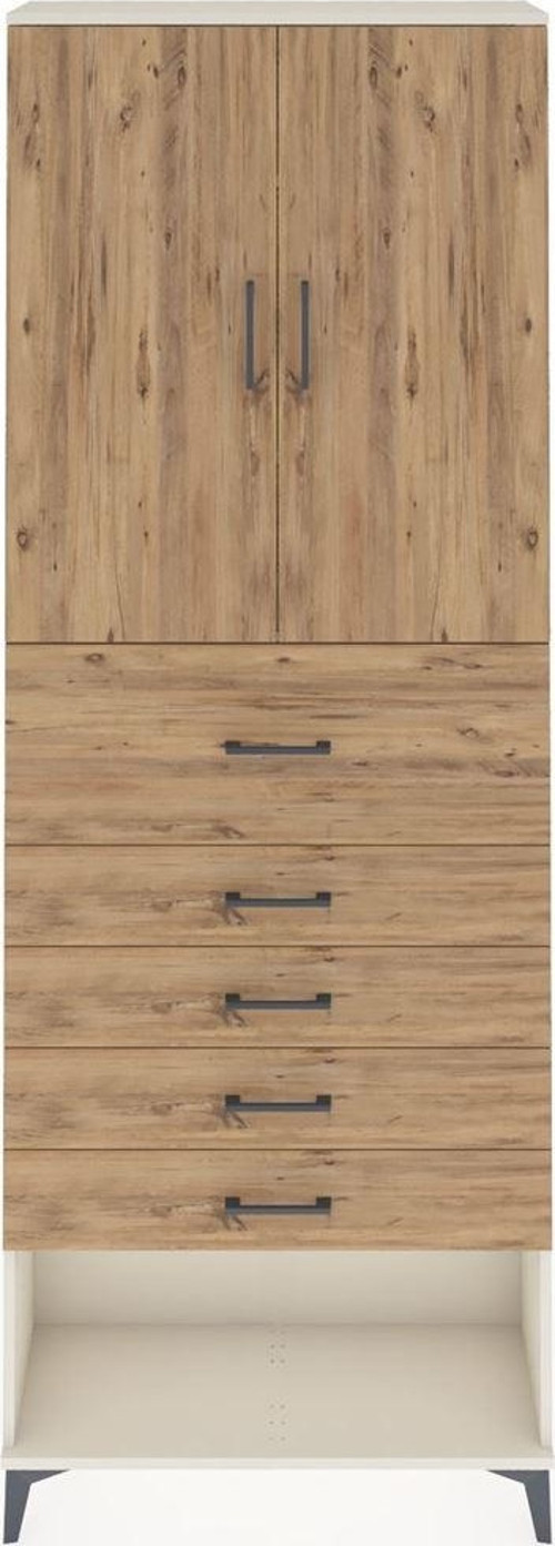 Arges Dolap 3 Raflı 5 Çekmeceli 2 Kapaklı 88x30x243 Aytaşı-Çam