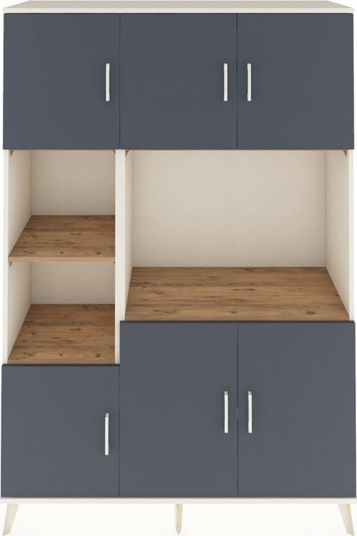 Hyperion Dolap 9 Raflı 6 Kapaklı 132x44x195 Aytaşı-Antrasit/Çam