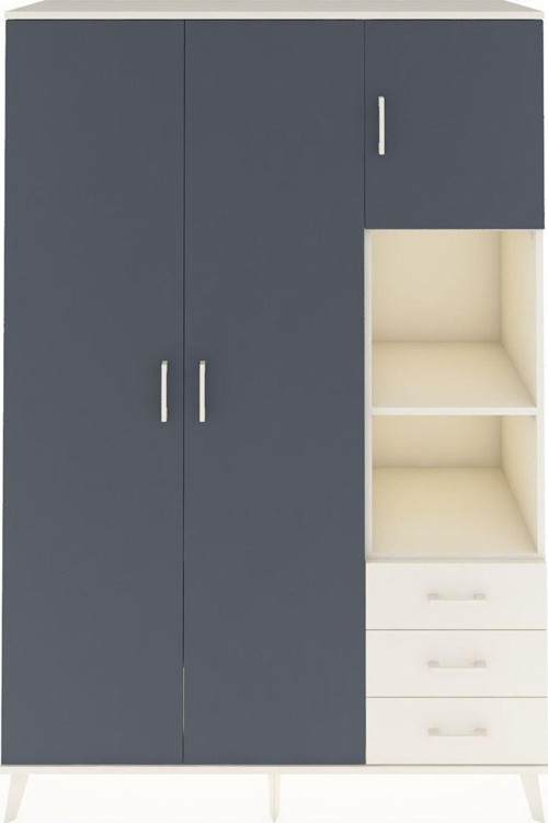 Hyperion Dolap 5 Raflı 3 Çekmeceli 1 Askılı 132 x 44 x 195 cm Aytaşı - Antrasit - Aytaşı