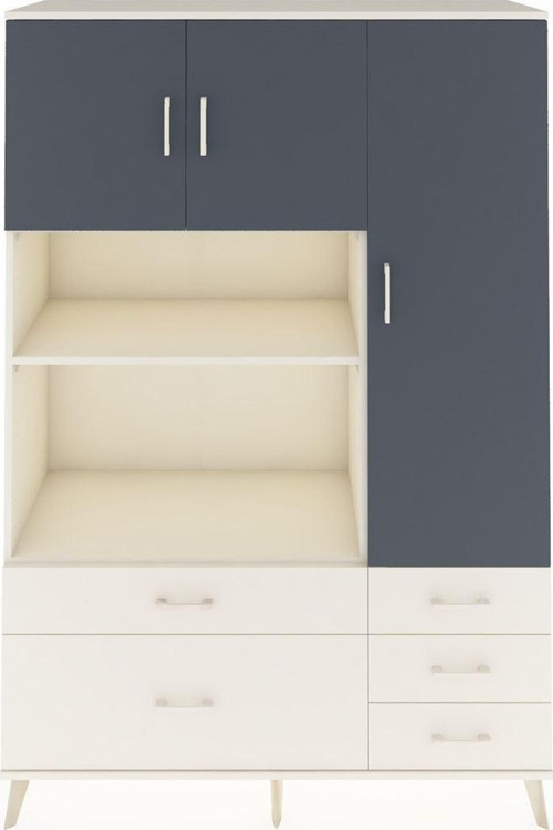 Hyperion Dolap 7 Raflı 5 Çekmeceli 3 Kapaklı 132x44x195 Aytaşı-Antrasit/Aytaşı