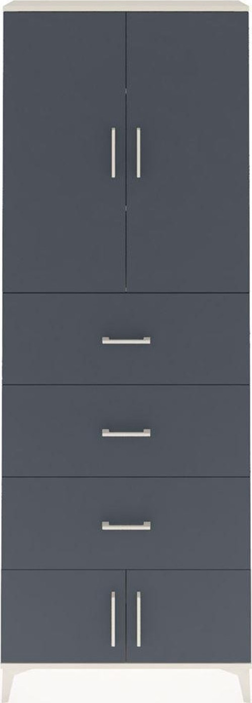 Arges Dolap 3 Raflı 3 Çekmeceli 4 Kapaklı 88 x 30 x 243 cm Aytaşı - Antrasit