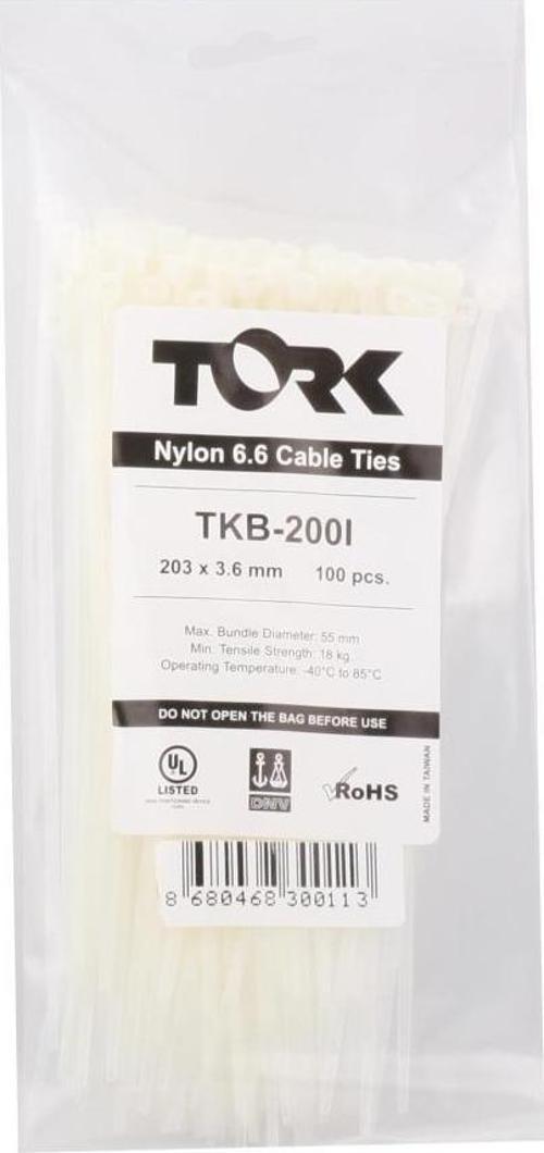 TRK-200-200x7.5 mm Beyaz Kablo Bağı 100'lü