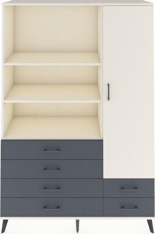 Hyperion Dolap 7 Raflı 6 Çekmeceli Tek Kapaklı 132x44x195 Aytaşı-Aytaşı/Antrasit