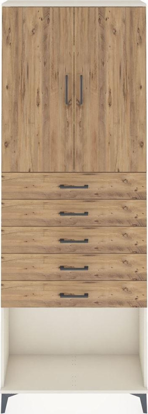 Arges Dolap 3 Raflı 5 Çekmeceli 2 Kapaklı 88x30x243 Aytaşı-Çam