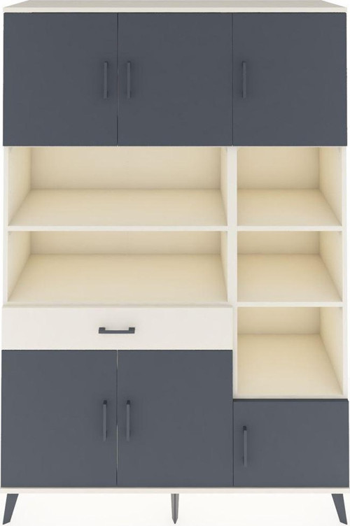 Hyperion Dolap 10 Raflı Tek Çekmeceli 6 Kapaklı 132x44x195 Aytaşı-Antrasit/Aytaşı