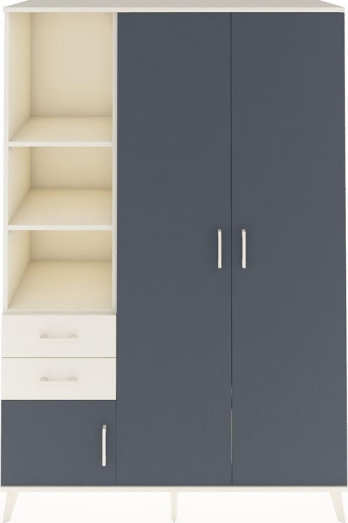 Hyperion Dolap 5 Raflı 2 Çekmeceli 1 Askılı 132 x 44 x 195 cm Aytaşı - Antrasit - Aytaşı