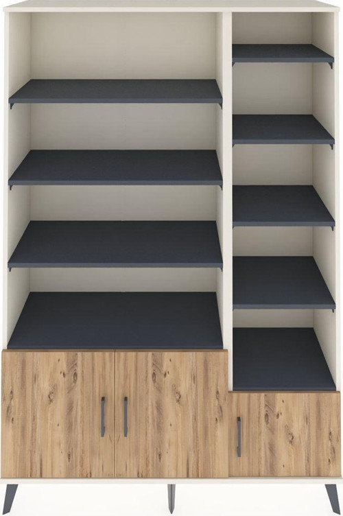 Hyperion Dolap 10 Raflı 3 Kapaklı 132x44x195 Aytaşı-Çam/Antrasit