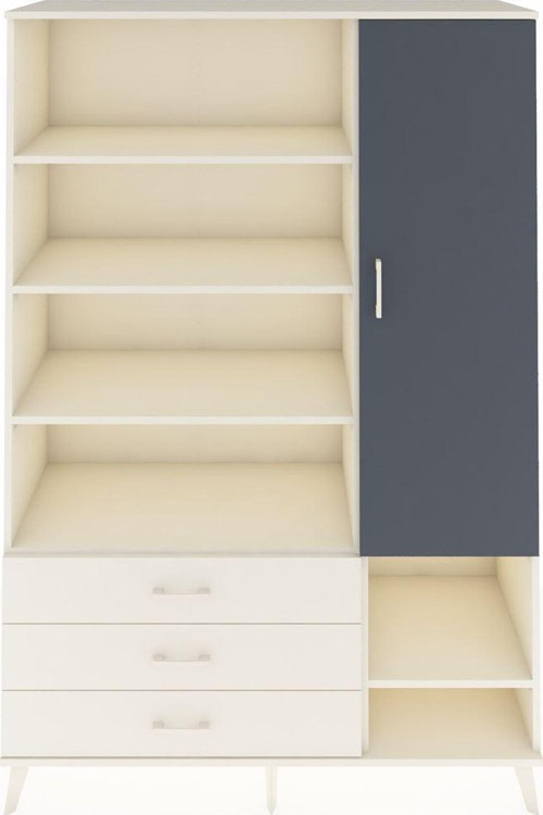 Hyperion Dolap 9 Raflı 3 Çekmeceli Tek Kapaklı 132x44x195 Aytaşı-Antrasit/Aytaşı