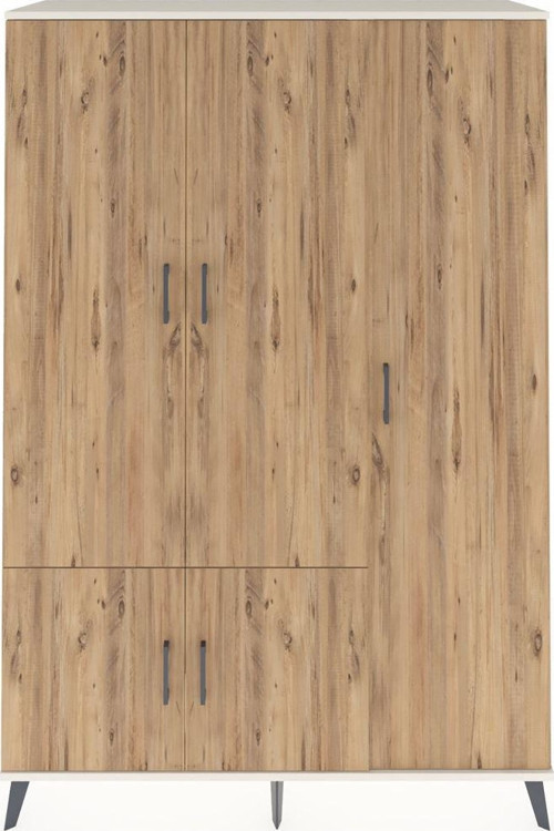 Hyperion Dolap 7 Raflı 5 Kapaklı 1 Askılı 132 x 44 x 195 cm Aytaşı - Çam - Antrasit