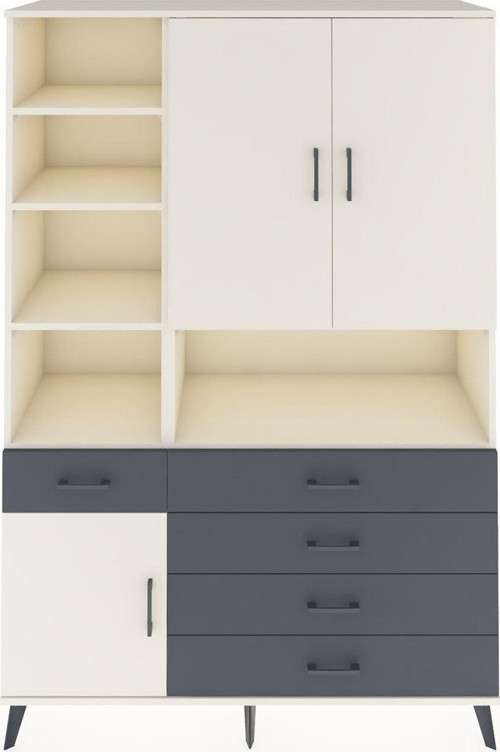 Hyperion Dolap 8 Raflı 5 Çekmeceli 3 Kapaklı 132x44x195 Aytaşı-Aytaşı/Antrasit