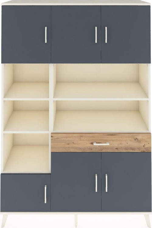 Hyperion Dolap 10 Raflı 1 Çekmeceli 6 Kapaklı 132 x 44 x 195 cm Aytaşı - Antrasit - Çam