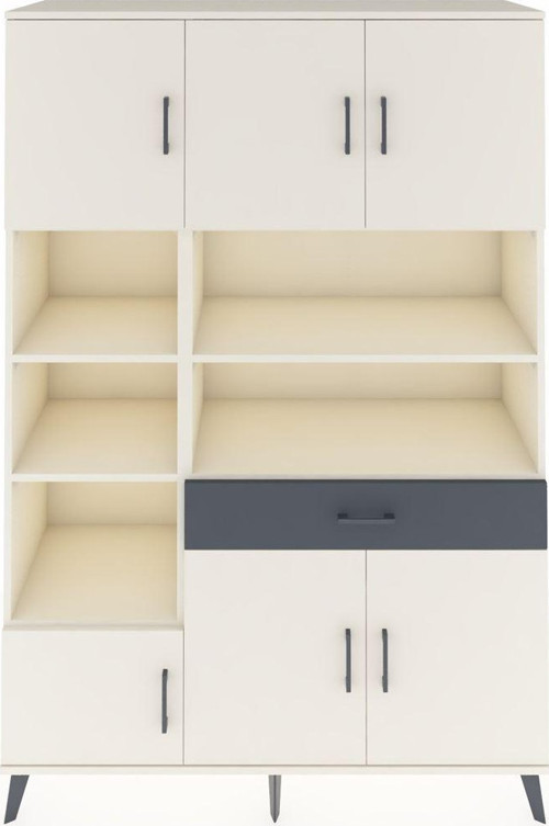 Hyperion Dolap 10 Raflı 1 Çekmeceli 6 Kapaklı 132 x 44 x 195 cm Aytaşı - Aytaşı - Antrasit