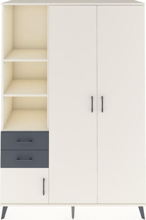 Hyperion Dolap 5 Raflı 2 Çekmeceli 1 Askılı 132 x 44 x 195 cm Aytaşı - Aytaşı - Antrasit