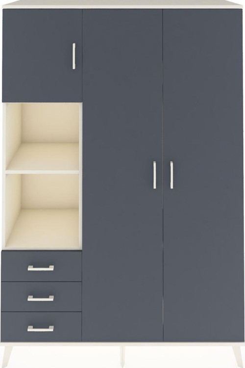 Hyperion Gardrop 6 Raflı 3 Çekmeceli Tek Askılı 132x44x195 Aytaşı-Antrasit