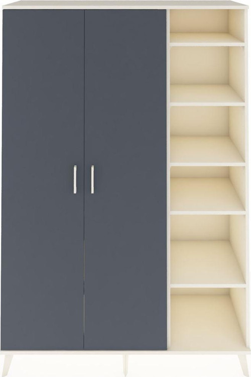 Hyperion Dolap 7 Raflı 2 Kapaklı 1 Askılı 132 x 44 x 195 cm Aytaşı - Antrasit - Çam