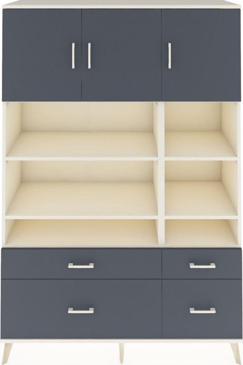 Hyperion Gardrop 10 Raflı 4 Çekmeceli 3 Kapaklı 132 x 44 x 195 cm Aytaşı - Antrasit