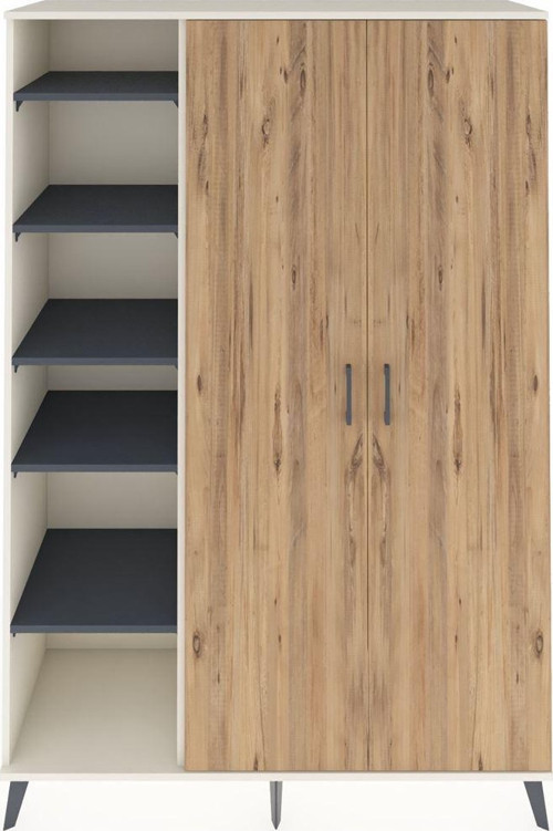 Hyperion Dolap 7 Raflı 2 Kapaklı 1 Askılı 132 x 44 x 195 cm Aytaşı - Çam - Antrasit