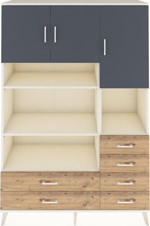 Hyperion Dolap 9 Raflı 6 Çekmeceli 3 Kapaklı 132x44x195 Aytaşı-Antrasit/Çam
