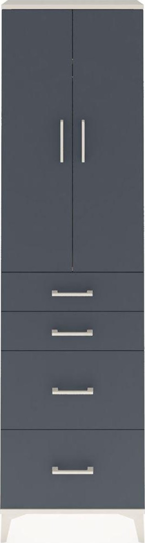 Arges Dolap 2 Raflı 4 Çekmeceli Tek Askılı 60x30x221 Aytaşı-Antrasit