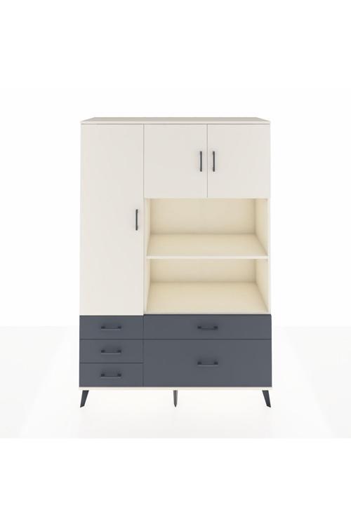 Hyperion Dolap 7 Raflı 5 Çekmeceli 3 Kapaklı 132 x 44 x 195 cm Aytaşı - Aytaşı - Antrasit