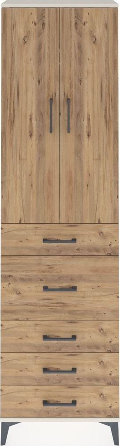 Arges Dolap 2 Raflı 5 Çekmeceli 2 Kapaklı 60 x 30 x 221 cm Aytaşı - Çam
