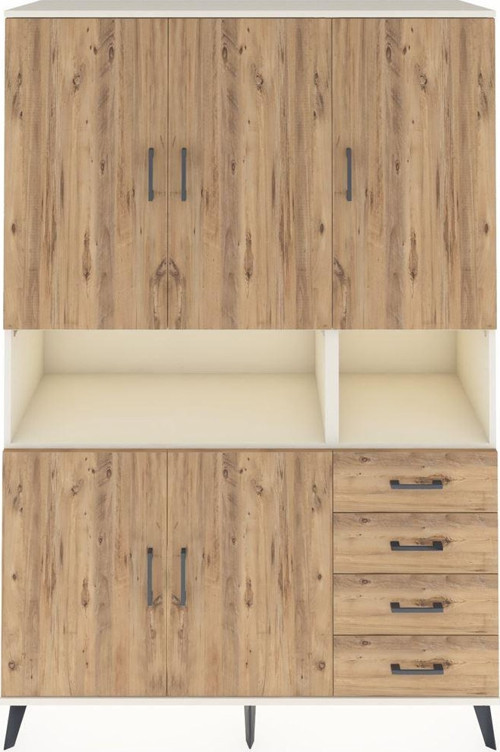 Hyperion Gardrop 7 Raflı 4 Çekmeceli 5 Kapaklı 132 x 44 x 195 cm Aytaşı - Çam