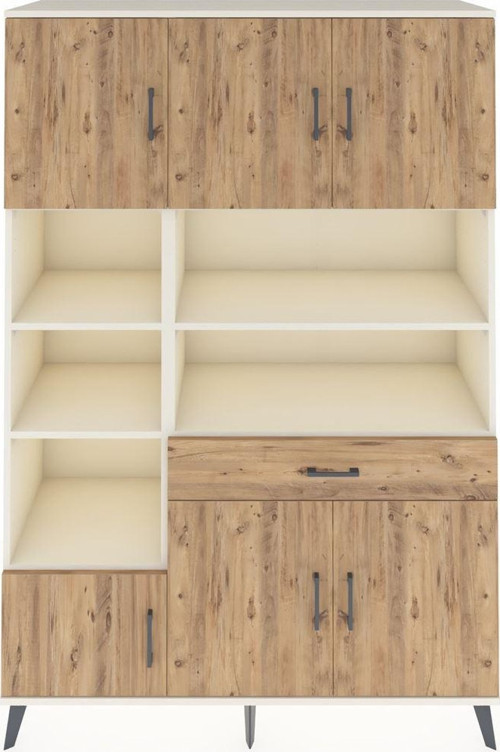 Hyperion Gardrop 10 Raflı Tek Çekmeceli 6 Kapaklı 132x44x195 Aytaşı-Çam