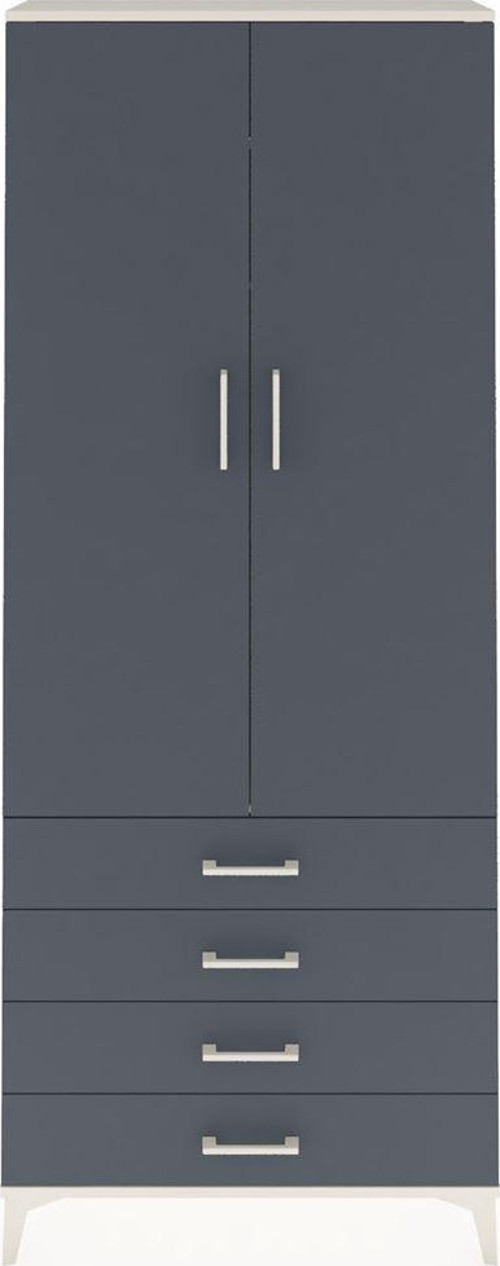 Arges Dolap 2 Raflı 4 Çekmeceli Tek Askılı 88x30x221 Aytaşı-Antrasit