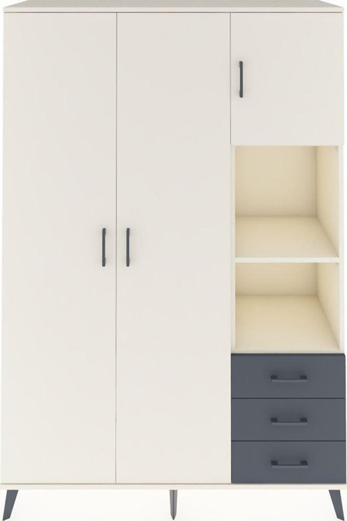 Hyperion Dolap 5 Raflı 3 Çekmeceli 1 Askılı 132 x 44 x 195 cm Aytaşı - Aytaşı - Antrasit