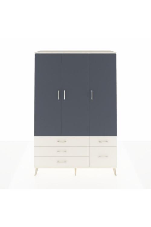 Hyperion Dolap 5 Raflı 5 Çekmeceli Tek Askılı 132x44x195 Aytaşı-Antrasit/Aytaşı