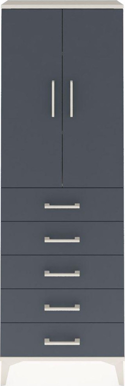 Arges Dolap 3 Raflı 5 Çekmeceli 2 Kapaklı 60 x 30 x 182 cm Aytaşı - Antrasit