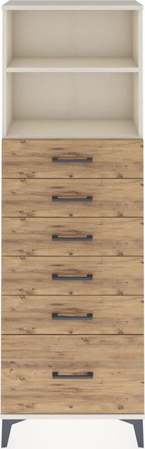 Arges Dolap 2 Raflı 6 Çekmeceli 60 x 30 x 182 cm Aytaşı - Çam