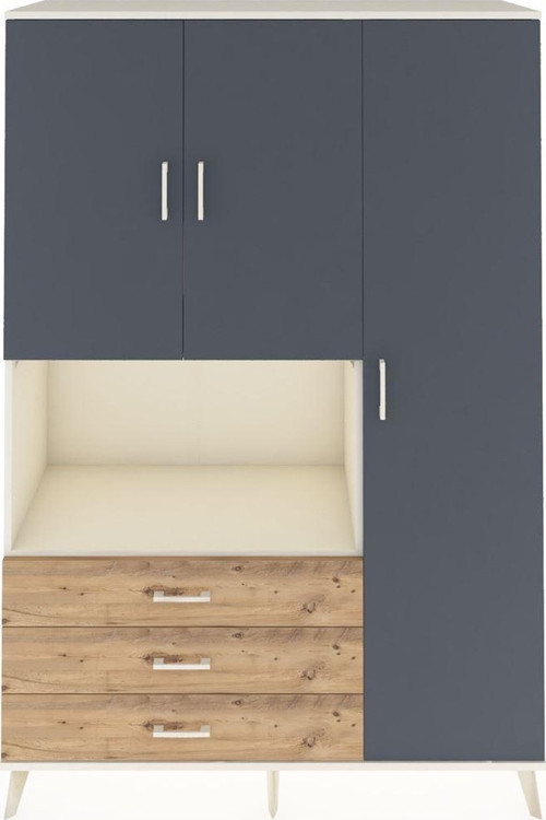 Hyperion Dolap 7 Raflı 3 Çekmeceli 3 Kapaklı 132 x 44 x 195 cm Aytaşı - Antrasit - Çam