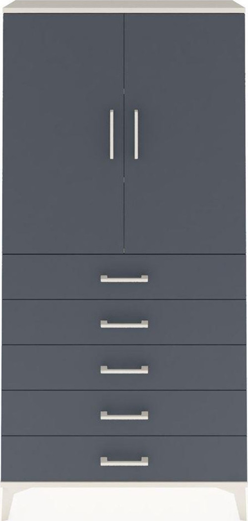 Arges Dolap 3 Raflı 5 Çekmeceli 2 Kapaklı 88 x 30 x 182 cm Aytaşı - Antrasit