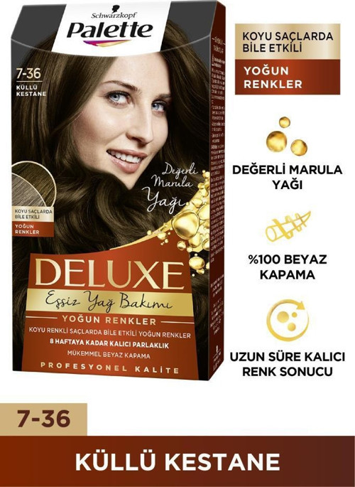 Deluxe Yoğun Renkler 7-36 Küllü Kestane Saç Boyası 2 Adet
