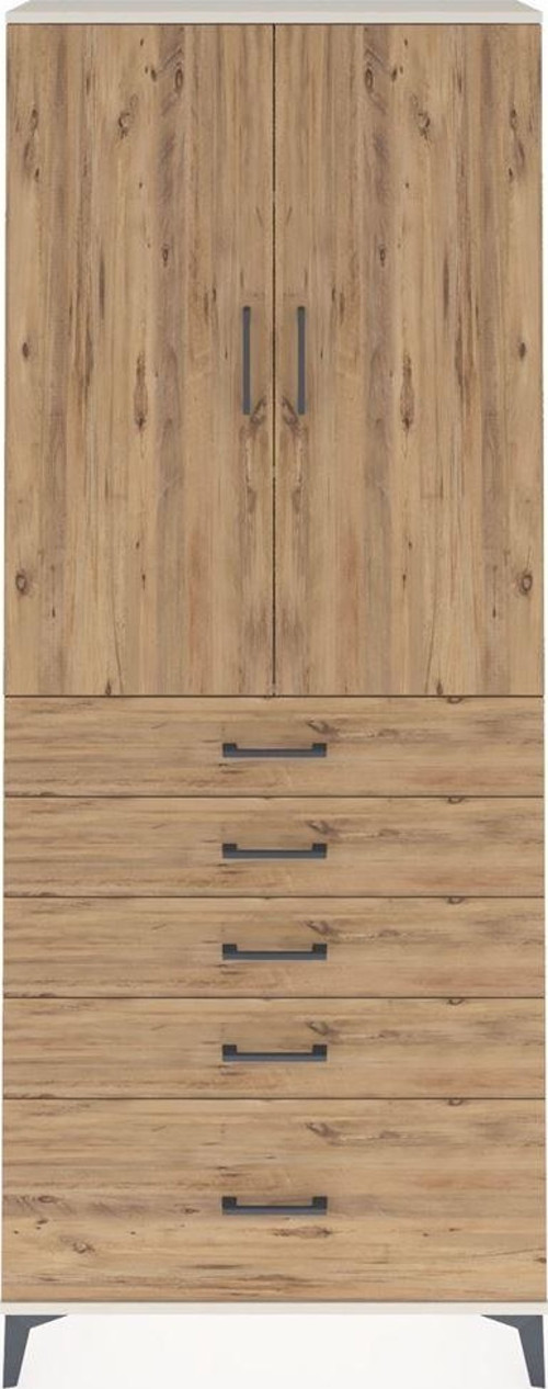 Arges Dolap 3 Raflı 5 Çekmeceli 2 Kapaklı 88x30x221 Aytaşı-Çam