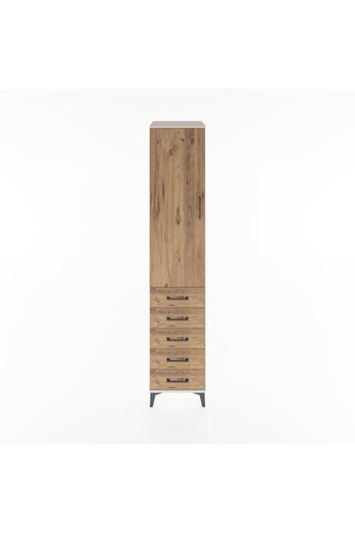 Hyperion Dolap 2 Raflı 5 Çekmeceli Tek Askılı 44x44x221 Aytaşı-Çam