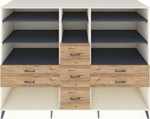Kronos Dolap 8 Raflı 7 Çekmeceli 220 x 59 x 163 cm Aytaşı - Antrasit - Çam