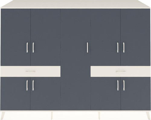Kronos Dolap 12 Raflı 2 Çekmeceli 8 Kapaklı 220 x 59 x 163 cm Aytaşı - Antrasit - Aytaşı