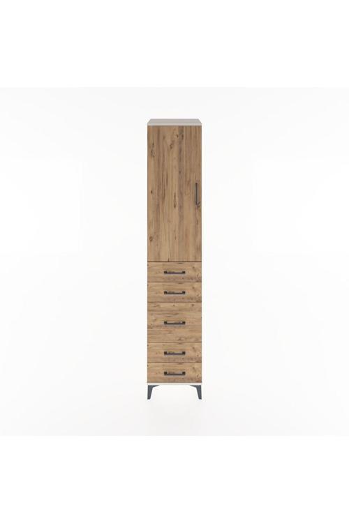 Hyperion Dolap 3 Raflı 5 Çekmeceli Tek Kapaklı 44x44x221 Aytaşı-Çam