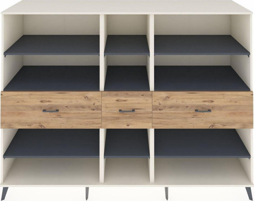 Kronos Dolap 9 Raflı 3 Çekmeceli 220 x 59 x 163 cm Aytaşı - Antrasit - Çam