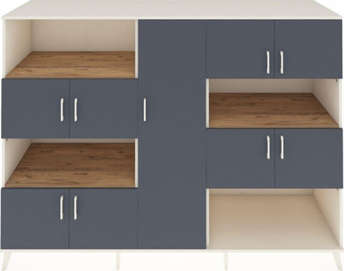 Kronos Dolap 10 Raflı 9 Kapaklı 220 x 59 x 163 cm Aytaşı - Antrasit - Çam