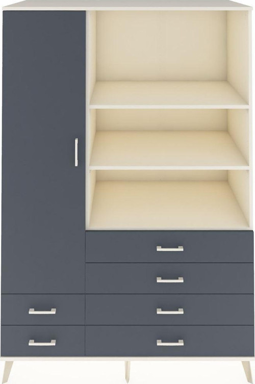 Kronos Dolap 7 Raflı 6 Çekmeceli 1 Kapaklı 132 x 59 x 195 cm Aytaşı - Antrasit - Antrasit